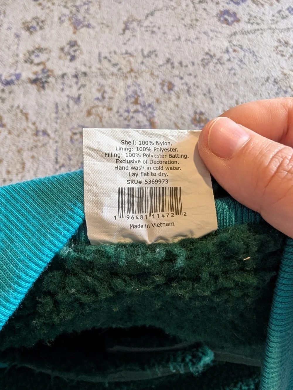 Arcadia Trail Reflective Dog Coat In Green And Blue Sherpa‎ Style Lining Size L